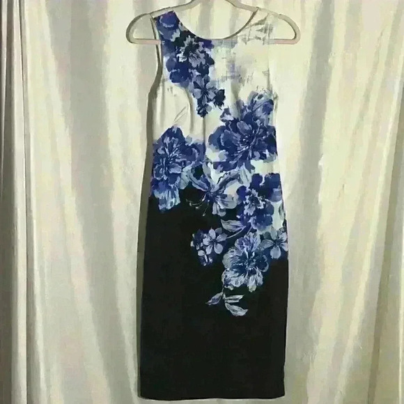 Mauve Anthropologie Sleeveless Blue Floral Dress Size 4 - Picture 2 of 9